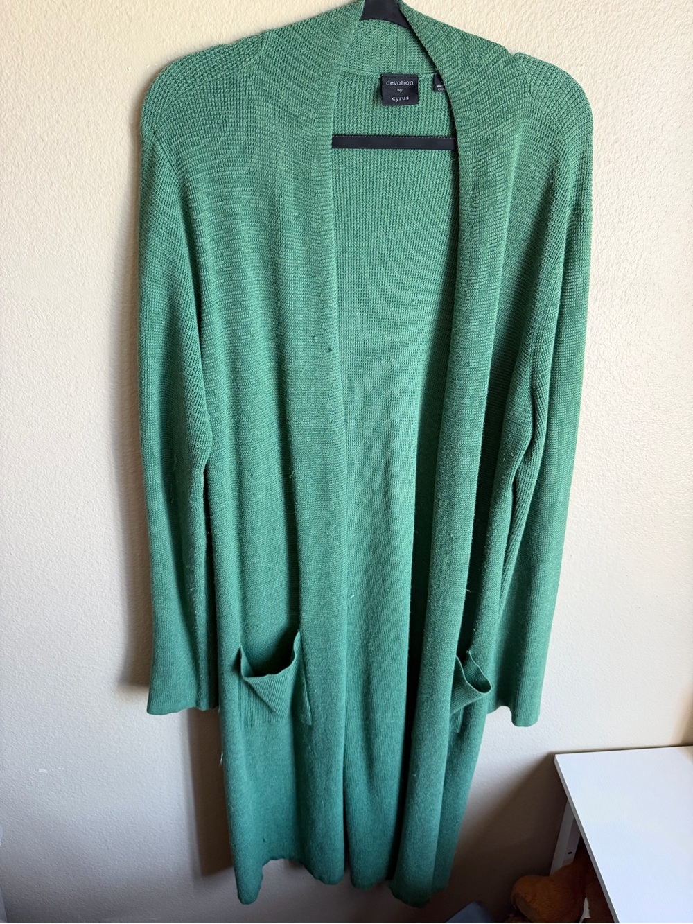 Eileen Fisher Forest Green Long Open-Front Cardigan